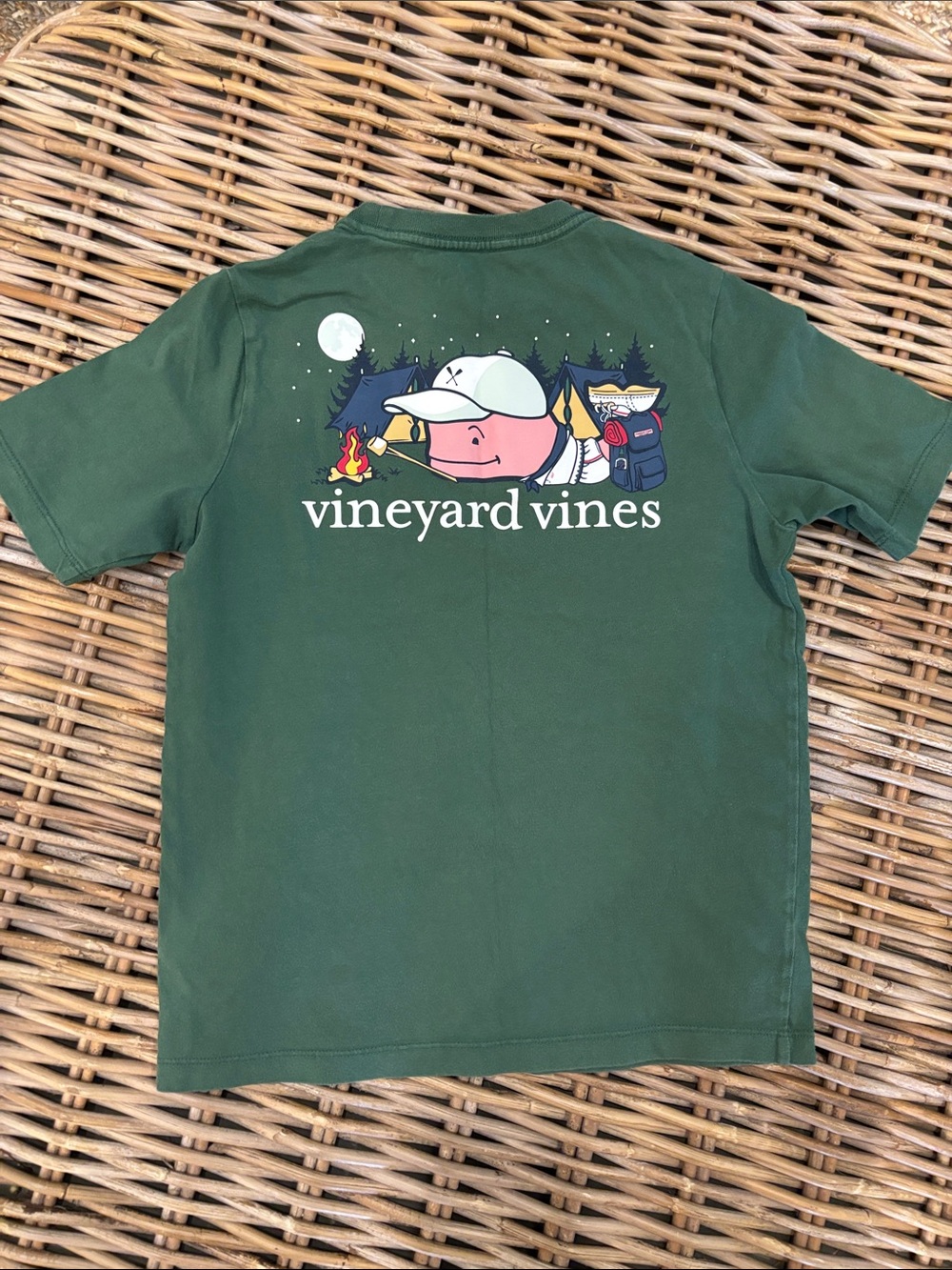 Vineyard Vines Forest Green Camping Whale Graphic Tee